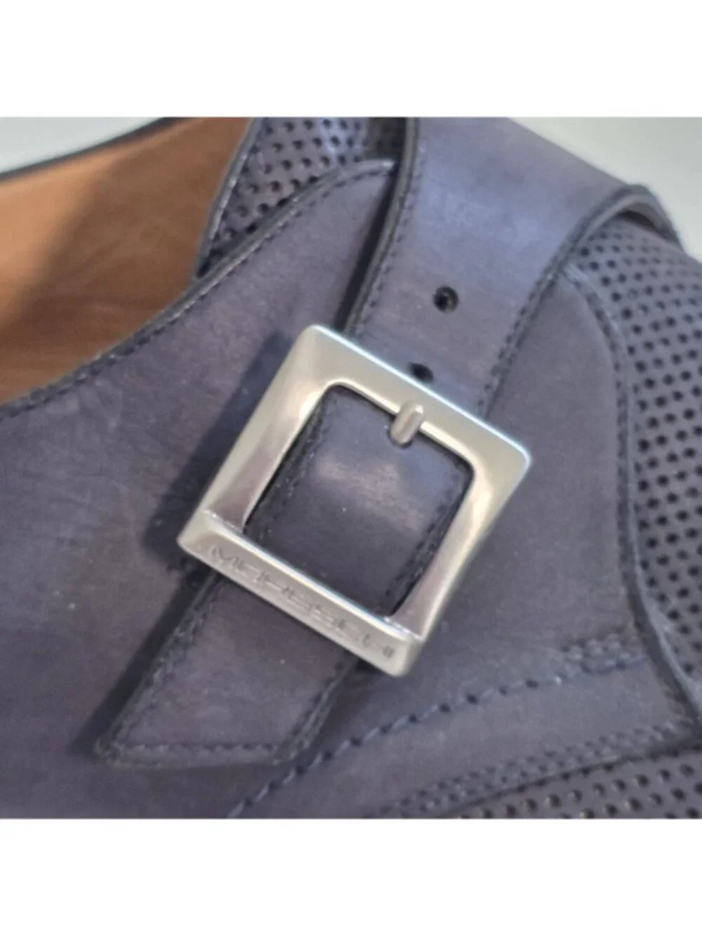 Moreschi for Russell & Bromley Shoes US 9.5 Navy Suede Single Monk Strap Italy